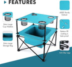 VILLEY Portable Camping Picnic Table, Lightweight Folding Beach Table with 4 Cup Holders and Carry Bag for Camp, Travel, Fishing, and Outdoor Activities