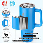 40 oz Tumbler with Handle and Straw or Convert to 40 oz Insulated Water Bottle Fits in Cup Holder. Stainless Steel Metal Water Flask with 2 Lids for Travel,Camping,Gym Sports Coffee Mug Thermal Cup
