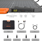 GRECELL 120W Portable Solar Panel for Power Station, 24% High Efficiency Bifacial Panel 21.6V Foldable Waterproof with XT60/Type-C/2 USB DC Output, 120W Solar Panel for Outdoor, Camping, Van, RV, Trip