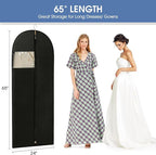 65'' Dress Bags for Gowns, 4 Pack Black Garment Bags for Hanging Clothes, Dress Garment Bag Women, Long Dress Cover for Coats, Dresses, Uniforms