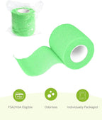 FriCARE Self Adhesive Bandage Wrap, Medical Tape in First Aid Kit, Cohesive Bandages for Wounds Sport Vet, FSA/HSA Eligible, 2 Inches X 5 Yards 6 Rolls, Fluorescent Green