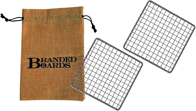 Portable Bushcraft Stainless BBQ Cooking Grill Grate, Bamboo Cutting Board, Burlap Bag, Mini Knife, Fire Starter Kits. Camping, Campfires, Backpacking, Hunting & Fishing Gear