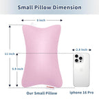 Pro Goleem Small Pillow 11’’x6’’x2.5’’ for Camping and Traveling with Name Tag Mini Tiny Pillow for Toddler Sleeping and Chair Car Air Nap Neck Lumbar Knee Rest Pillows, Pink
