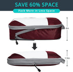 3 Set Compression Packing Cubes for Travel - Compressible, Lightweight, and Space-Saving Packing Cubes, Travel Essentials for Women, Wine