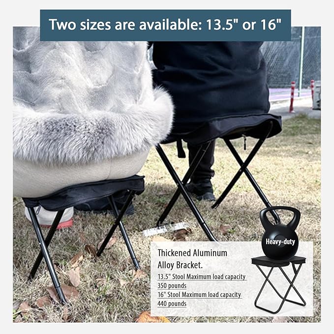 Camping Stool, Portable Folding Stool, Aluminum Ultralight Backpacking Stool Suitable for Outdoor Gardening and Beach Hiking Fishing (Black, 13.5 High)