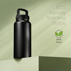 SipX™ Triple-Insulated Stainless Steel Water Bottle 32oz. With 3 Lids, BPA-Free Reusable Insulated Water Bottle Keeps Cold 24 Hours, Metal Water Bottle Made Of Sustainable Material For Hiking & Biking