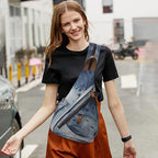 KL928 Canvas Sling Bag - Small Crossbody Backpack Shoulder Casual Daypack Rucksack for Men Women(Large Version)