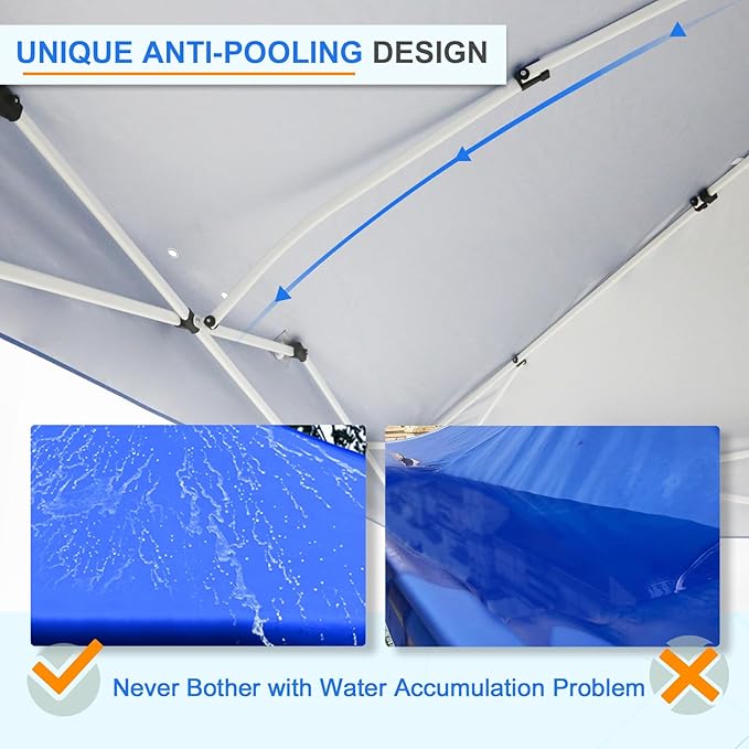 EAGLE PEAK Pop Up Canopy Tent with 1 Sidewall, Easy Setup Event Tent, Outdoor Sun Shade, Wheeled Carry Bag, Stakes and Guy Ropes, Instant Canopy 12x12, Blue