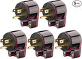 (5PACK) ETL Listed 90 Degree USA Canada Male Plug Nema 5-15P 3 Pole Angle DIY Plug, 15A 125V USA 3Pin Right Angle, Nema 5-15P Angled Rewireable,Red Color