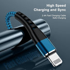 Essri 2Pack for iPhone Charger Cord 3FT, Lighting Cable 3 Feet to USB Charging Cable, Nylon Braided Charging Cord 3 Foot Compatible with iPhone 14 13 12 11 X XS XR Pad - Blue