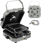 Adjustable 2-Burner Portable Stove with 16000 BTU, with Camping Grill and Carrying Bag, Portable Propane Camp Stove with 2 Burners & Piezo Ignition for Camping, Backyard BBQ,Tailgating (Green)