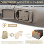 Self-Inflating SUV Air Mattress Back Seat with Built-in Pump - Portable Air Couch for Car Camping Travel, Flocking Surface, Fast Inflation Deflation, Beige Brown