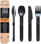 FULL WINDSOR - MAGWARE Magnetic Camping Cutlery Set - Travel Utensils for Camping, Cooking, and Outdoor Dining - Knife, Fork & Spoon - Portable Silverware with Pouch for Backpacking - Black (3 PCS)