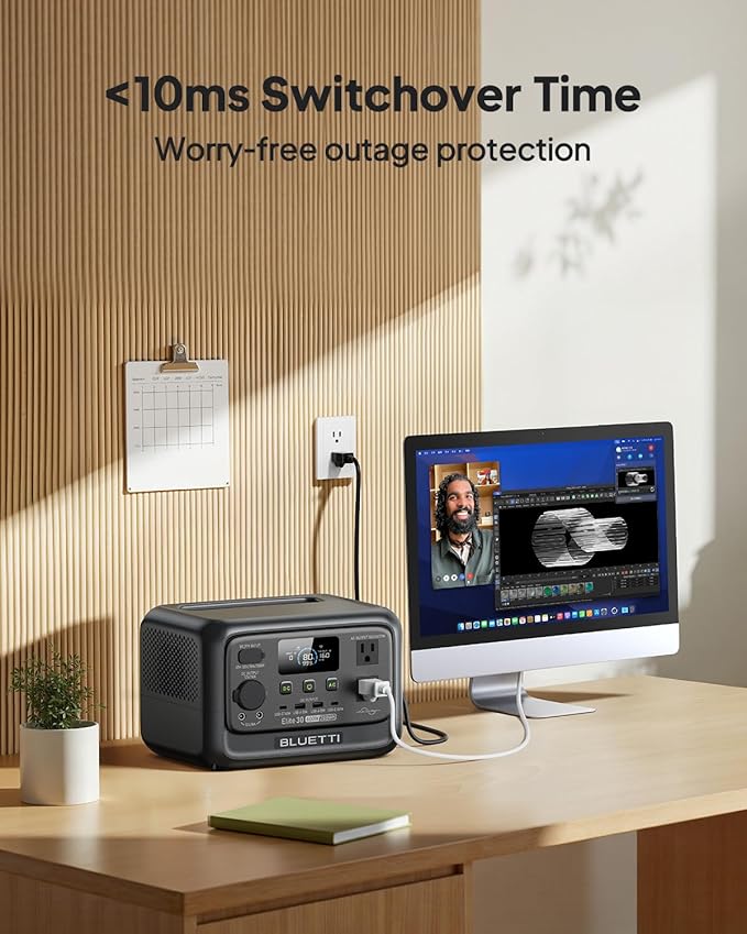 BLUETTI Elite 30 V2 Solar Generator with 200W Solar Panel (Ships Separately), 288Wh Portable Power Station, 600W AC Outlets (1500W Power Lifting), LFP Battery Backup for Camping, Home, Emergency