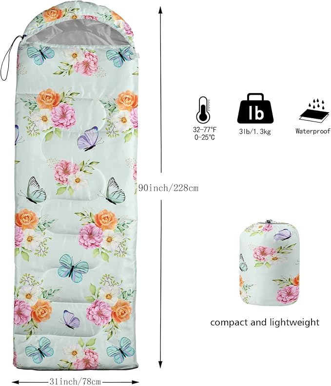 BSNTHO Camping Sleeping Bags,3 Season Warm & Cool Weather,Lightweight,Waterproof Sleeping Bags for Adults & Kids,Traveling,and Outdoors,Camping Gear Equipment