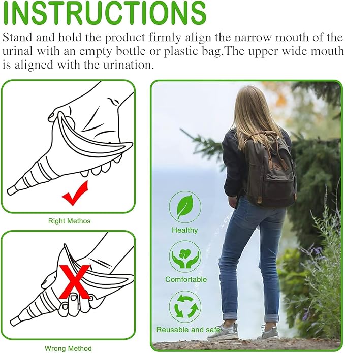 Female Urination Device, Reusable Female Urinal Silicone Women Pee Funnel Allows Women to Pee Standing Up, The Perfect Companion for Camping,Outdoor,Travel（Fuchsia）