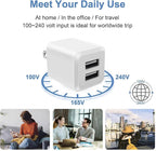 USB Wall Charger, Dual Port Cube Power Adapter Charger Plug Block Charging Box, Dual Port Wall Fast Charging Adapter, Compatible for i Phone 14 13 12 11，Milky White