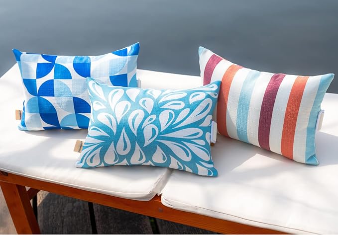Adirondack Chair Head Resting Pillow&Cushion, Outdoor Waterproof Patio Decorative Pillows with Insert for Lounge Chaise Beach Chair Neck Support 2 Pack Size 11”*16” Lake Blue