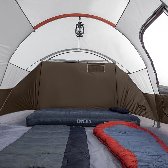 CAMPROS CP Camping Tent 10 Person Family Cabin Tent, 2 Room Water Resistant Waterproof Tent with Top Rainfly, 4 Large Mesh Windows, Double Layer, Easy Set Up, Portable with Carry Bag, 16ft x 9ft x72in