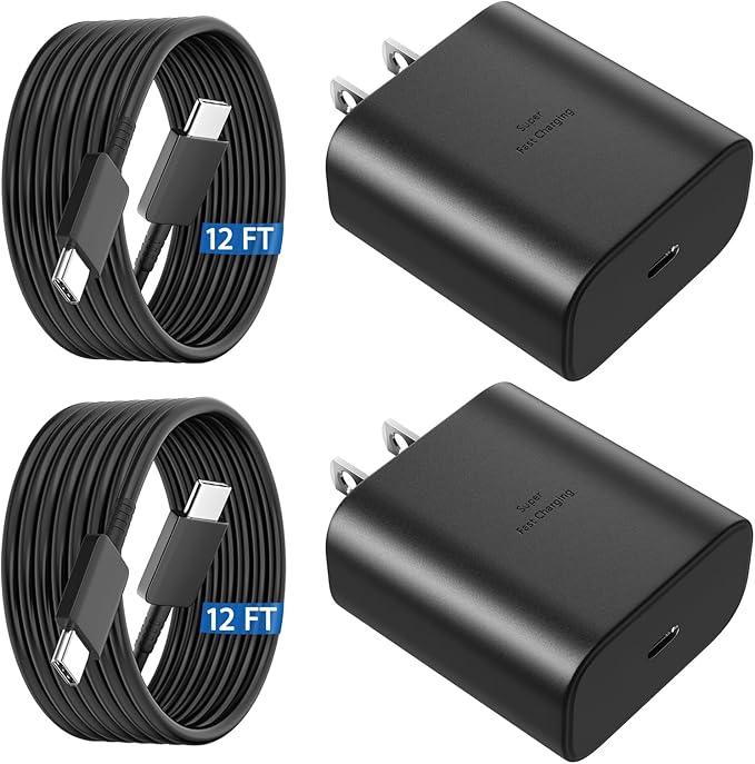 45W USB C Super Fast Charger Type C Charger Fast Charging Android Phone Charger Block with 12FT Type C Charging Cable for Samsung Galaxy S26 Ultra/S26/S26+/S25/S25 Ultra/S25+/S24 Ultra/S23 Ultra/S26