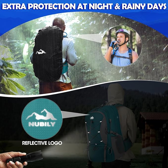 NUBILY 50L Hiking Backpack Waterproof Camping Backpack for Men Women Lightweight HIking Daypack Outdoor Travel Daypack