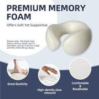 SKYTRAX COMF® Premium Ergonomic Memory Foam Travel Neck Pillow, Washable Cooling Ice Silk Cover, Firm Neck Support for Airplane Long Flights & Pain Relief, with Portable Carry Case (Grey)