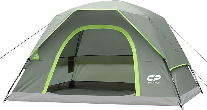 CAMPROS CP Tents for Camping 4 Person Tent Waterproof Windproof Double Layer Camping Tent, Easy Setup Dome Tent with Large Mesh Windows & Wider Door for Outdoor Camping & Hiking