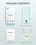 VRURC Portable Charger Built-in Cables and AC Wall Plug, USB C Power Bank 10000mAh, Travel Battery Portable Phone Charger Compact Lightweight External Battery Pack for Smart Phones, Tablets etc-Green
