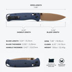 Benchmade - Bugout 535 EDC Knife with Crater Blue Grivory Handle (535FE-05)