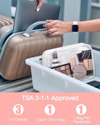 BAGSMART Clear Toiletry Bag, 2 Pack TSA Approved Travel Toiletry Bag Carry on Travel Accessories Bag Airport Airline Quart Size Bags Water Repellent Makeup Cosmetic Bag for Women (White-2pcs)