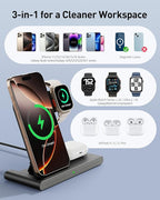 2026 Traveling Portable Wireless Fast Charger for Apple & Android Charging Station, 3 in 1 Charging for iPhone 16 15 14 13 12, Apple Watch Series & Air pods 4 3 2 Pro, Samsung Galaxy-Gifts for Family