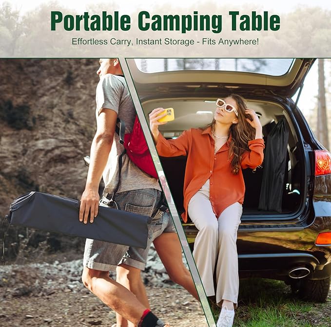 Portable Camping Table, Camping Table Foldable with Basket Storage and Carrying Bag, Ultralight Aluminum Alloy Beach Table for Camping Picnic BBQ Beach Party