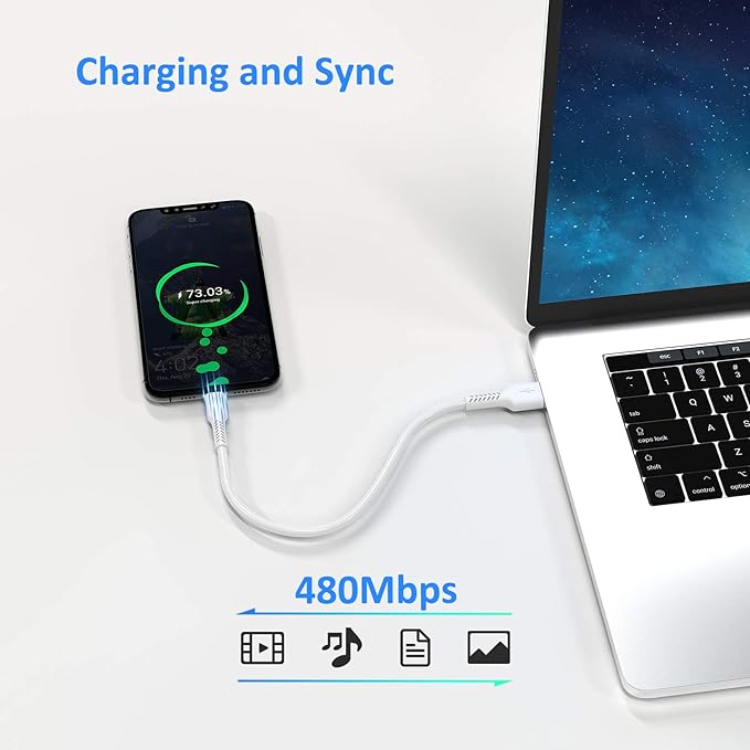 Umefly 1ft 5 Pack Durable USB A to USB Type C 3A Fast Charging Cord, Compatible with Samsung Galaxy S20/S10/S9/S8 Note 20/10/9/8, Moto Z/Z2, LG G5/G6/V20/V30/V40 and new USB-C devices