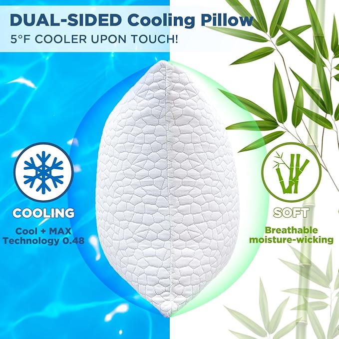 Side Sleeper Pillow for Side and Back Sleepers -Cooling Cervical Neck Pillows for Neck and Shoulder Pain Relief, Adjustable Shredded Memory Foam Pillows King Size Set of 2, Bed Pillow for Adults
