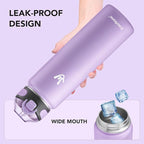 Enerbone 32 oz Insulated Water Bottle, Stainless Steel Bottle with Carrying Strap, Double-Wall Vacuum Insulation Design, Leakproof Sports Bottle with Straw, Keep Drinks Cold or Hot for Hours