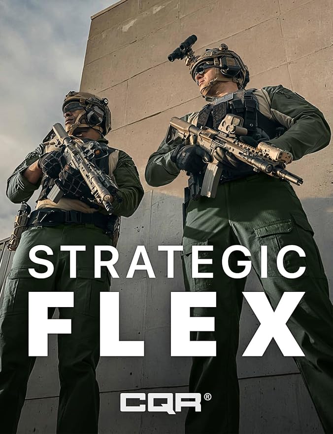 CQR Men's Flex Ripstop Tactical Pants, Water Resistant Stretch Cargo Pants, Lightweight EDC Hiking Work Pants