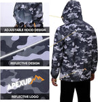 APEXUP Packable Rain Jacket Men with Reflective Zipper, Lightweight Waterproof Raincoat, Mens Rain Jacket for Outdoor Sports