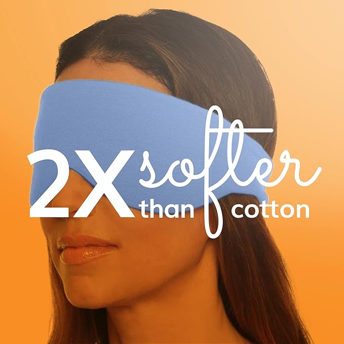 Happyluxe Escape Sleep Mask - Buttery Soft Airplane Eye Mask for Sleeping or Napping in Bed. Machine Washable. - Serenity Blue, Made in USA