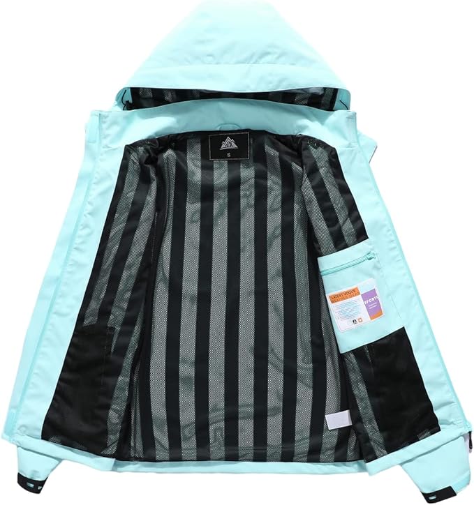 MOERDENG Women's Waterproof Rain Jacket Lightweight Raincoat Hooded Hiking Jacket Softshell Windbreaker