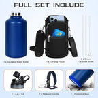 Insulated Water Bottle 64 oz, Half Gallon Water Jug Cold 48H, BPA Free Stainless Steel Bottles with Straw/Chug 2-in-1 Lid, Bag, Paracord Handle, Silicone Boot, Sports Gym School Metal Flask