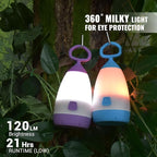 Kids Camping Lantern & Night Light Battery Powered, 360° Eye-Safe Light (AAA Included), IPX4 with RGB Modes Portable for Outdoor, Emergency , Gift for Children (Purple+Blue 2 Pack)