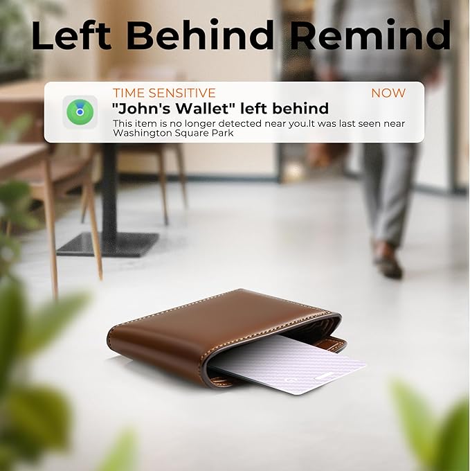 [Apple MFi Certified] Wallet Tracker Card with Apple Find My (iOS Only) Rechargeable Air Tracker Tags Bluetooth Wallet Finder IP68 Waterproof GPS Tracker Item Finder for Keys, Bags, Passport Purple