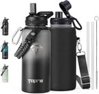 32oz Insulated Water Bottle,Stainless Steel Vacuum Water Bottle, BPA-Free & Leakproof -with Paracord Handle,Strap,Straw Spout Lids,Large Water Jug for Gym Sports