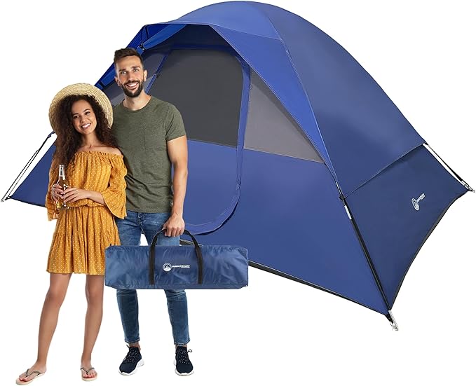Person Camping Tent - Water-Resistant Family Tent for Camping with Removable Rain Fly, Storage Pocket, and Carrying Bag by Wakeman Outdoors