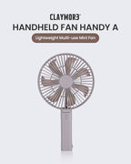 Claymore Handy A (Gray) Portable Handheld Fan - Rechargeable Foldable with Quiet BLDC Motor, USB-C Charging, 180° Adjustable Design, 6 Speed Settings, Personal Fan for Travel, Outdoor & Indoor Use