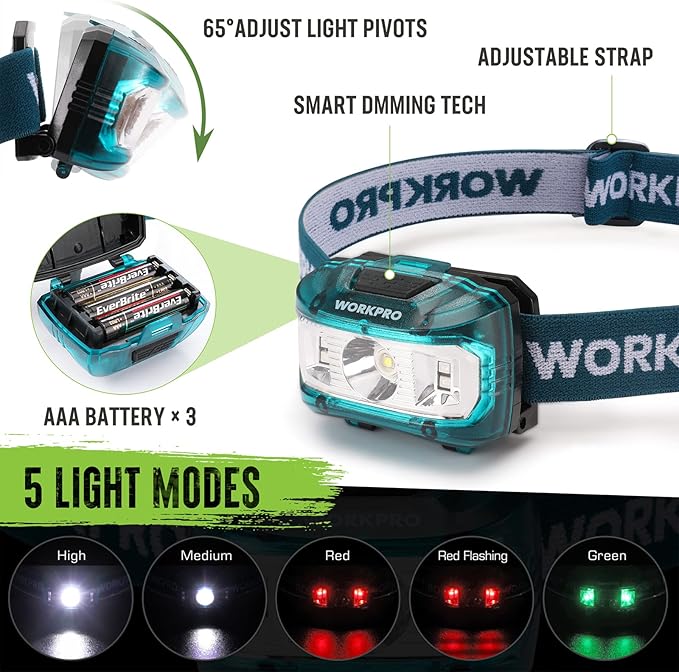 WORKPRO Camping Hatchet & Machete with Sheath, Camping Axe and Fixed Blade Hunting Knives with Paracord Handle, Headlamp, Flint, Camping Tool Set for Outdoor Hunting Survival