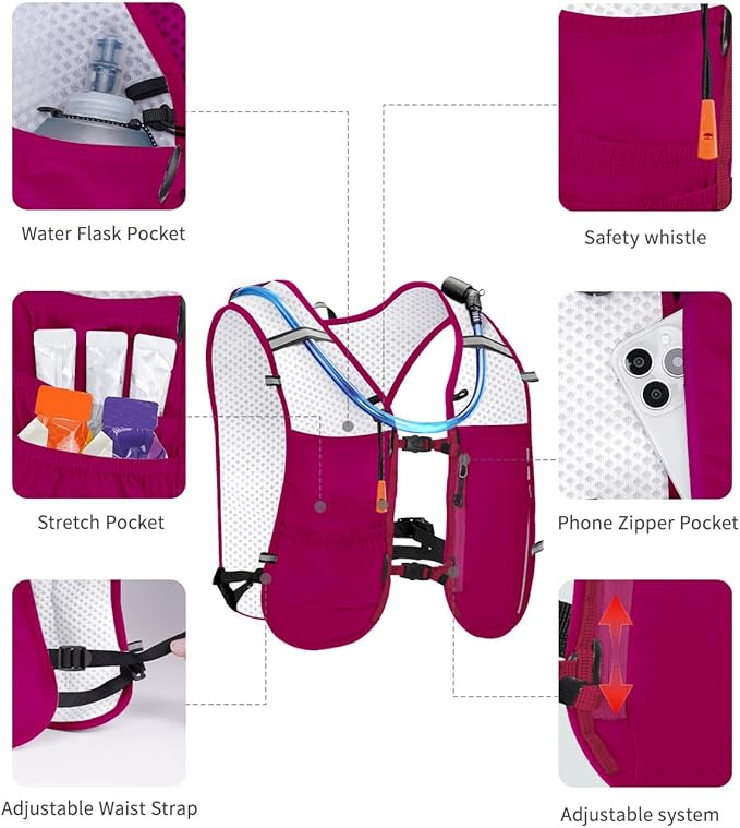 ECOHUB Running Hydration Vest Backpack,Lightweight Breathable Pack with 2L Water Bladder Bag Daypack for Hiking Trail Running Cycling Race Marathon for Women Men