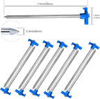 ABCCANOPY 11 Inch Tent Stakes 10 Pcs Non-Rust Metal Ground Anchors, Heavy Duty Spikes with 4 Ropes for Outdoor Camping, Blue