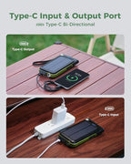 GOODaaa Solar Power Bank, 45800mAh Wireless Portable Charger Built-in Cables,15W Fast Charging Solar Charger, USB C in&Out and USB A Battery Pack for Outdoor with Radio,Flashlight