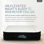 RestElevated Luxury Pillow Top Queen Size Air Mattress with Built in Pump | 20" Raised Height with Coil Beam Support | Adjustable Blow Up Air Bed | for Home, Guests and Camping [Black with Cream Top]